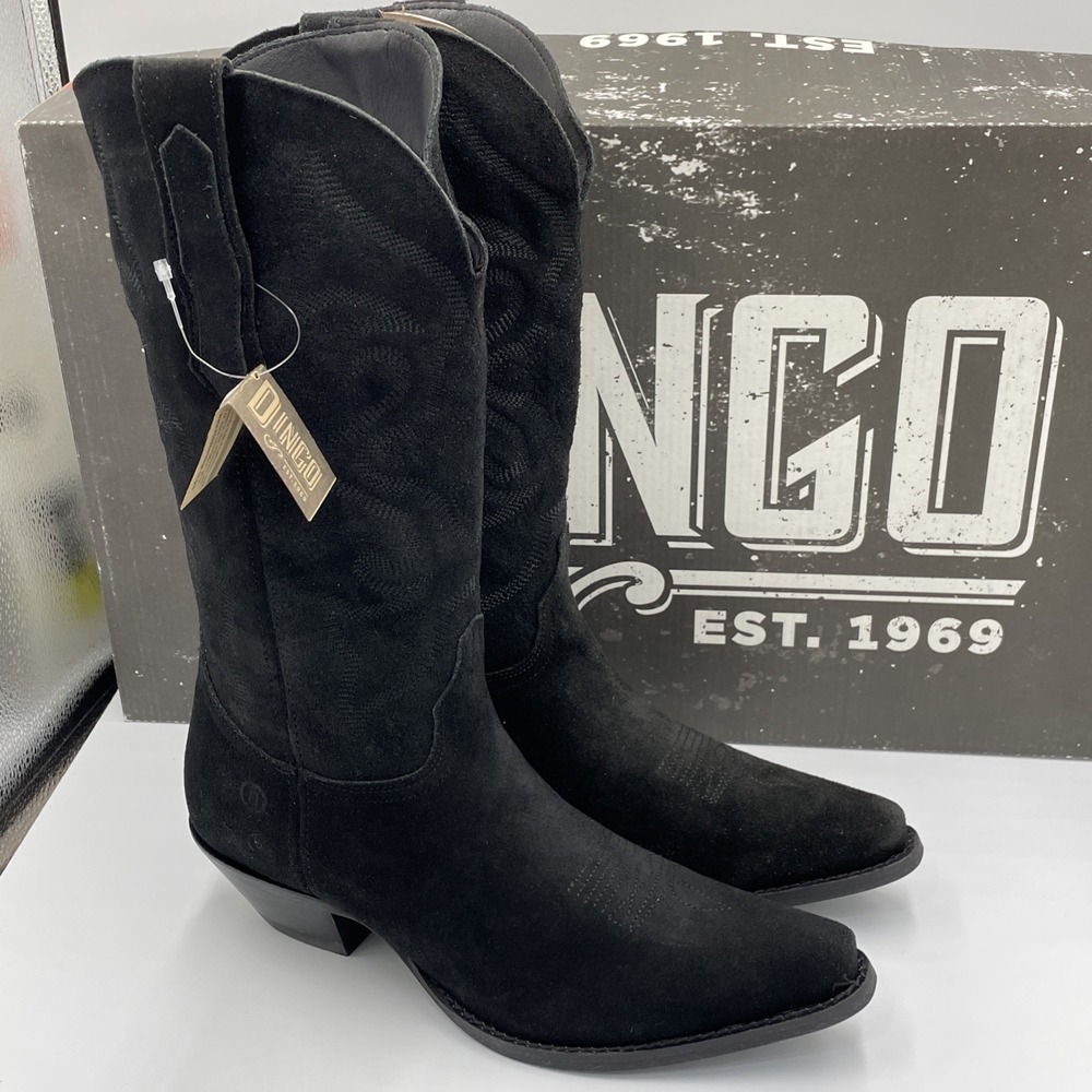 Dingo Out West Women's Suede / Black Cowgirl Boots Size 9.5 NEW DI920